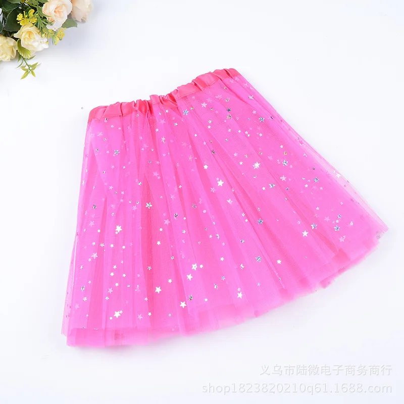 Chiffon Tutus Skirt for Baby Girls Pettiskirt Kids Princess tutu Mesh Sequin Stars 3 Layers Tulle Toddler Dance Skirts