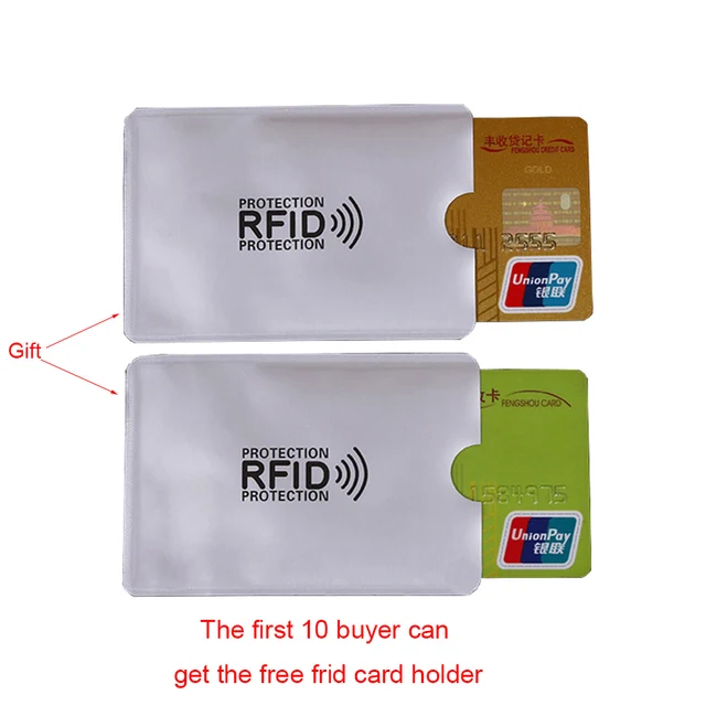 DIENQI Anti Rfid Protection Men Women Credit Card Holder Leather Vintage Slim Mini Wallet Metal Aluminum Business id Card Case -