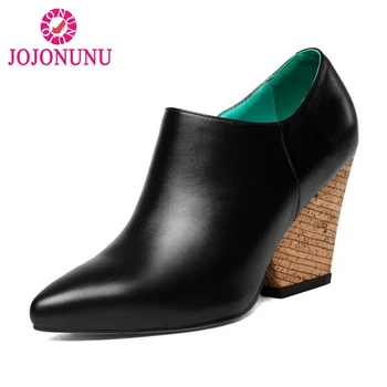 

FITWEE Office Lady Genuine Leather High Heel Shoes Women Zipper Thick Heels Pumps Party Vintage Shoes Women Footwear Size 33-40