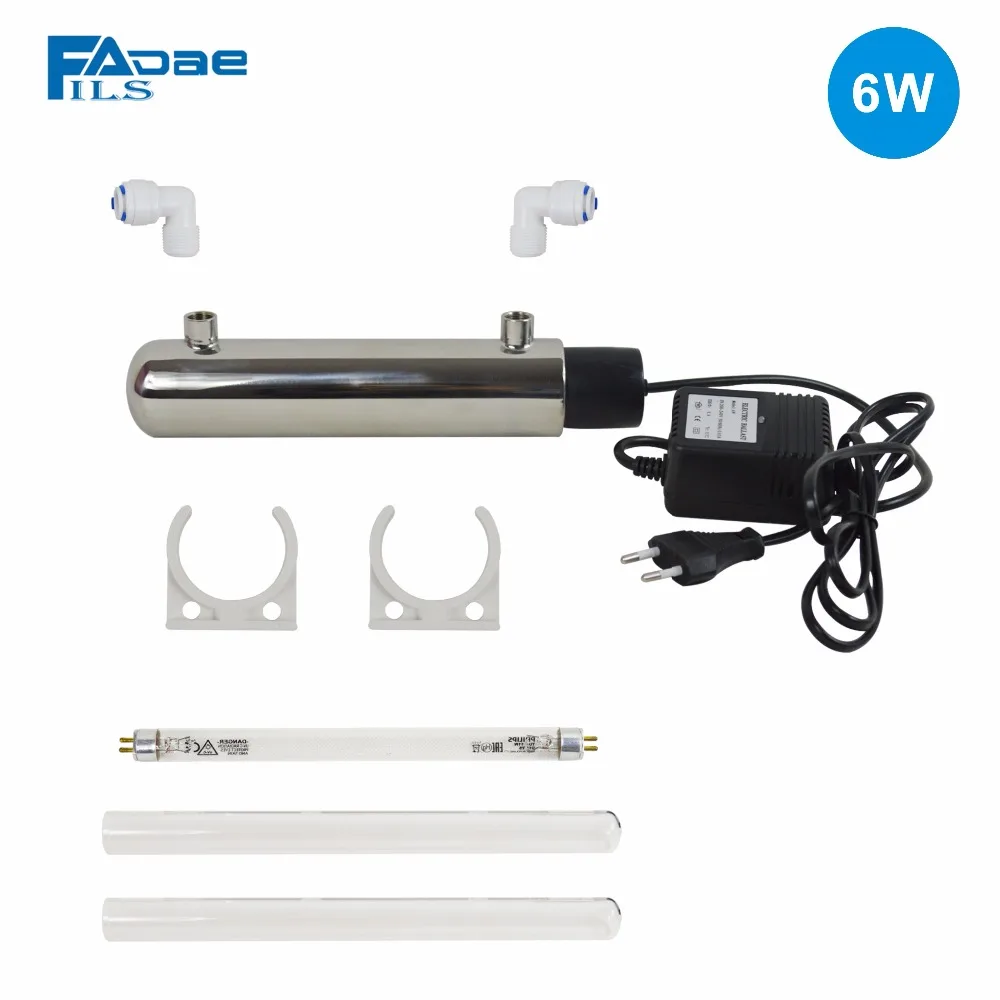 

Water Filter Parts 6W UV Sterlizer with Power 200 - 240V and Europe Two-pin plug include one extra Glass tube