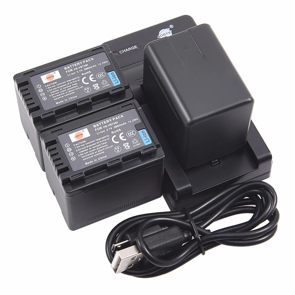 

DSTE 3x vw-vbt380 VW-VBT380 Li-ion Battery with USB port Charger for PANASONIC HC-W580GK HC-V380GK HC-V180GK HC-W580MGK Camera