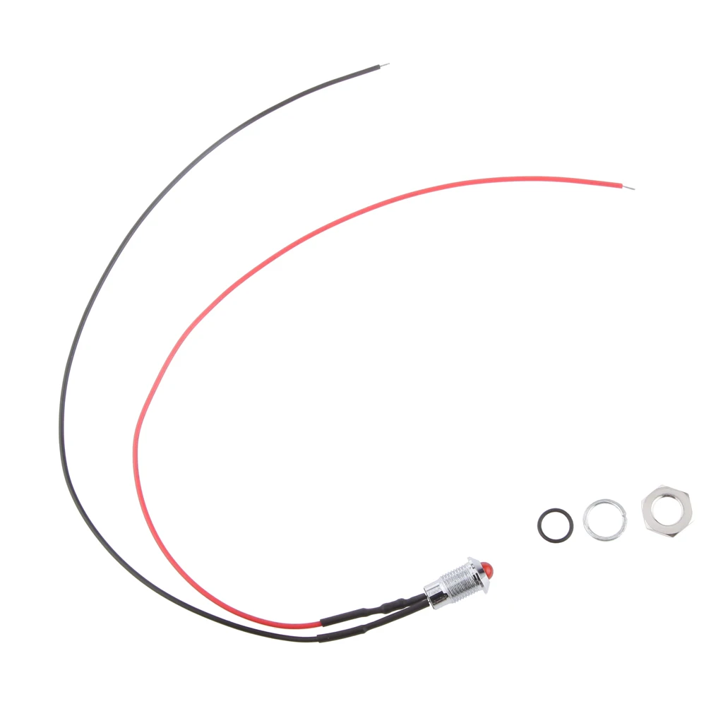 24V 8mm LED Boat Dash Panel Indicator Warning  Light Marker Lamp Red Waterproof Rubber Ring