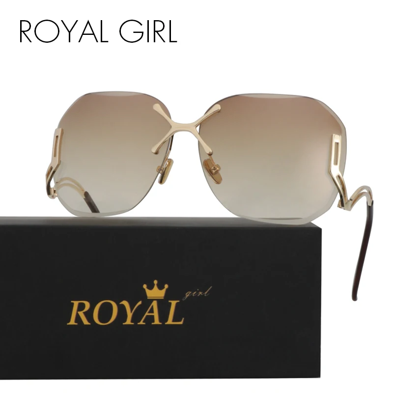 Buy ROYAL GIRL New Arrive Fashion Square Rimless Sunglasses Women Vintage Brand