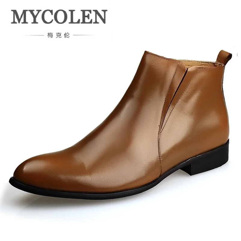 

MYCOLEN Brand Men Boots Top Quality Handsome Comfortable Leather Martin Boots Business Velvet Formal Shoes Stivali Uomo Pelle