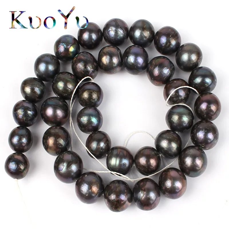 

12mm Natural Black Freshwater Pearl Beads High Quality Round Loose Beads 15" For DIY Making Bracelet Necklace Jewelry Wholesale