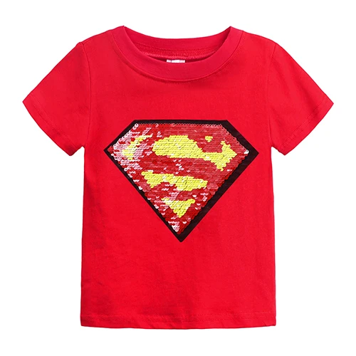 Summer Baby Girls Boys T Shirt Magic Reversible Sequin Novelty Clothing Kid Short Sleeve Cartoon Casual unisex Tshirt Tee DBT109 - Цвет: As photo