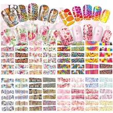 40 листов горячее искусство ногтей переводные наклейки с водой Полный Обертывания леопард/цветочный узор водяные знаки смешанные наклейки для ногтей DIY Декор BEBN073-120