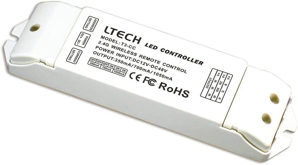 

T3-CC Receiving controller(current 3 in 1);DC12-48V input;CC 350/700/1050mA*3CH;work with T1/T2/T2M/T3/T3M/T3X remote control