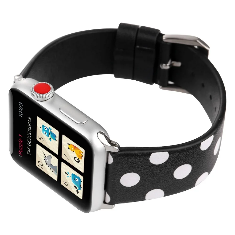 Модный ремешок в горошек для Apple Watch 38 мм 42 40 44 iWatch кожаный браслет ремень серии 1 2 3