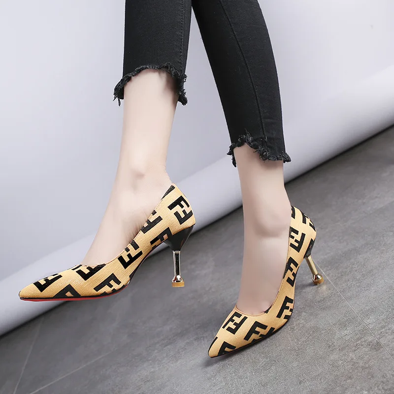 

Women Shoes 8cm Thin High Heel Pointed Toe Slip-On Shallow Fashion Wedding Shoes Mixed Color Party Lady Shoes Female Pump Shoes