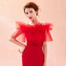 LZP267 реальные фотографии свадебное болеро красные короткие с открытыми плечами Свадебные Куртки свадебное Тюлевое Болеро