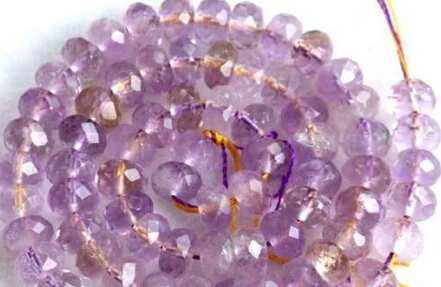 

FREE SHIPPING>>>@@ N712 6x8mm Natural yellow Amethyst Roundel Faceted beads 15