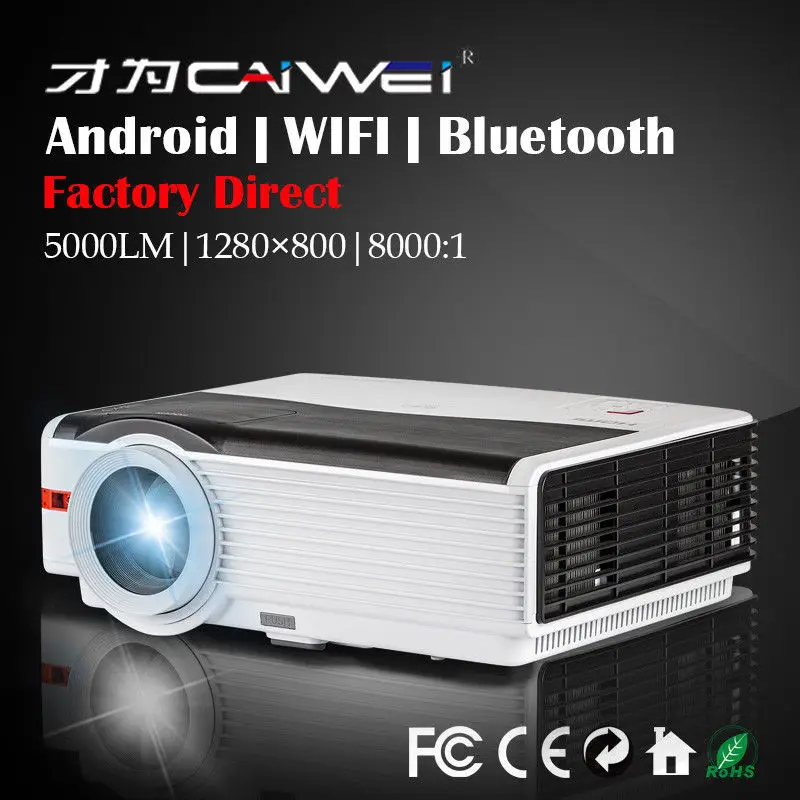 

Android WiFi Home Cinema LED Projector Bluetooth Mobile Beamer Mirror Image HD Video HDMI VGA USB For Smartphone PC 5000 Lumens