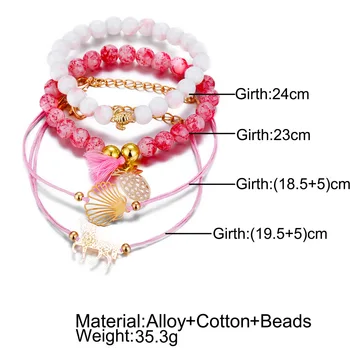 4 Pcs/set Pineapple, Unicorn, Turtle Charm Bracelets Set