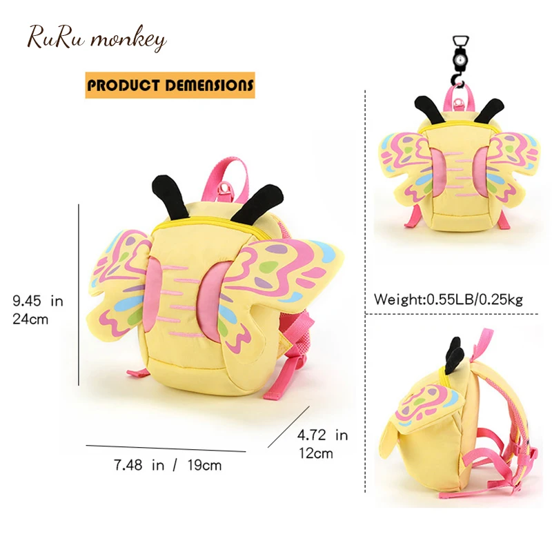 

Kids Animal Bees Mini Backpack Plush SchoolBag Baby Girls Butterfly Children Cute Bookbag Kindergarten Toys Gifts School Bags