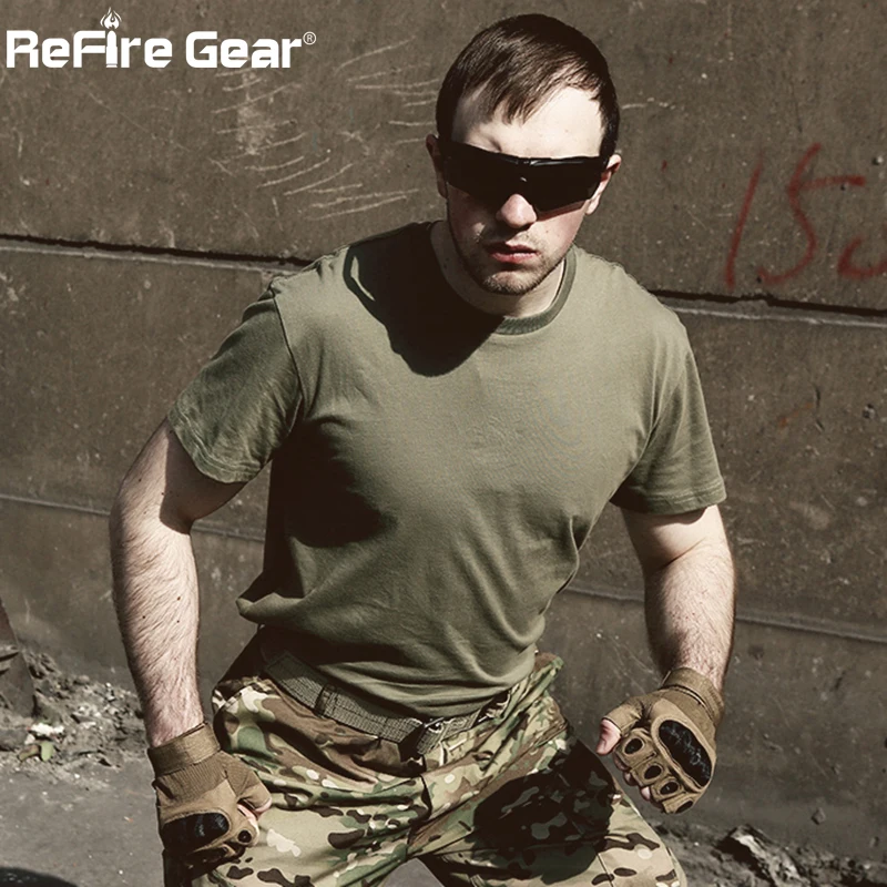 Мужская армейская футболка ReFire Gear летняя дышащая быстросохнущая тактическая с