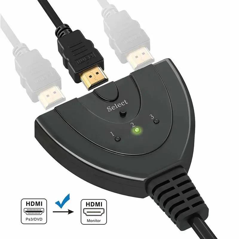 Basix Mini 3 порта Переходник HDMI разветвитель Кабель 1.4b 1080P Коммутатор HDMI коммутатор 3 в 1 выход порт концентратор для HDTV Xbox PS3 PS4