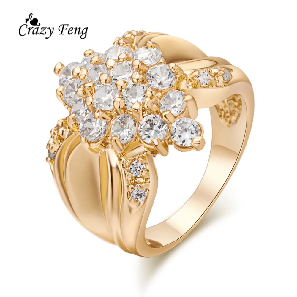 

2017 New Brand Trendy Rings For Women Wedding CZ Jewery Size 5.5 6.5 7.5 Cubic Zirconia Round Rings