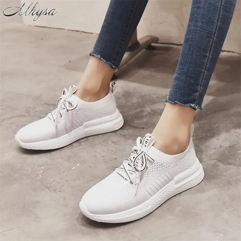 

Mhysa 2019 Women Casual Shoes Spring Mesh Women Shoes Flats Platform Lace-Up Fashion Breathable Women's vulcanized shoes T718