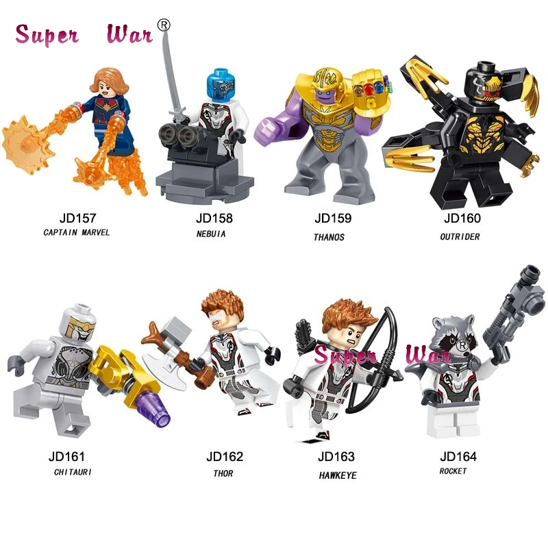 50pcs Thanos Captain Marvel Avengers Endgame Nebula Thor Outrider Chitauri Rocket Hawkeye Figure building block for children toy