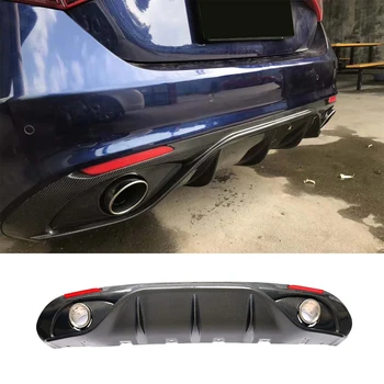 

For Romeo Giulia Rear Bumnper Diffuser Lip Spoiler for Alfa Romeo Giulia Sedan 4 Door 2017-2019 Car Rear Diffuser with Exhaust