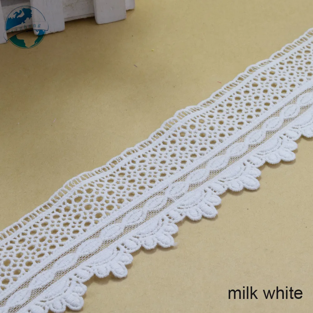 6cm Width White Cotton Embroidery Lace French Ribbon Fabric Guipure Diy Trims Warp Knitting Sewing Wedding Accessories#2933