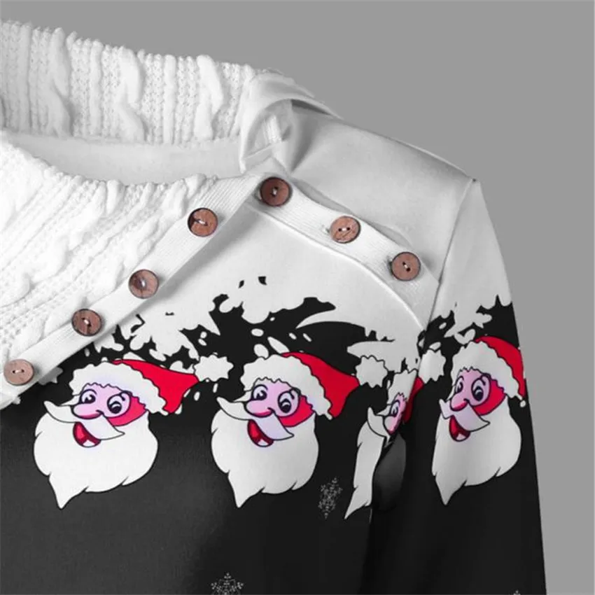 Vestido Casual de Navidad para Mujer Ropa 2018 manga completa botón recto estampado cuello vuelto Vestido corto Ropa Mujer 533