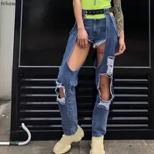 WHITNEY WANG весна лето мода Уличная Сексуальная рваные джинсы женские стильные джинсовые брюки