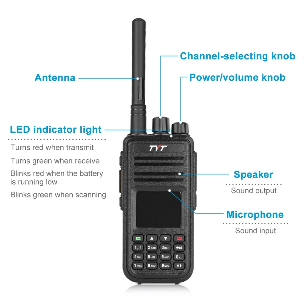 MD-380 DMR радио Совместимо с Motorola Tier1/2 двухдиапазонный UHF VHF 5 Вт TYT DMR цифровая рация md380 Baofeng DMR DM-8HX