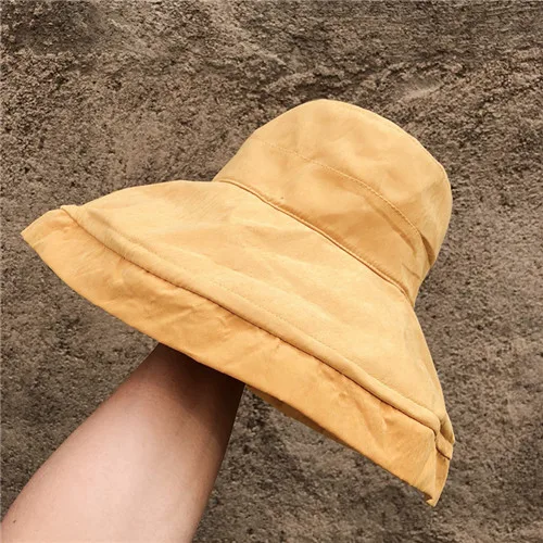 Японская дикая Солнцезащитная Рыбацкая шляпа для лица женская летняя дорожная защита от ультрафиолета солнцезащитный козырек женская большая шапка Панама от солнца шапочки - Цвет: Цвет: желтый