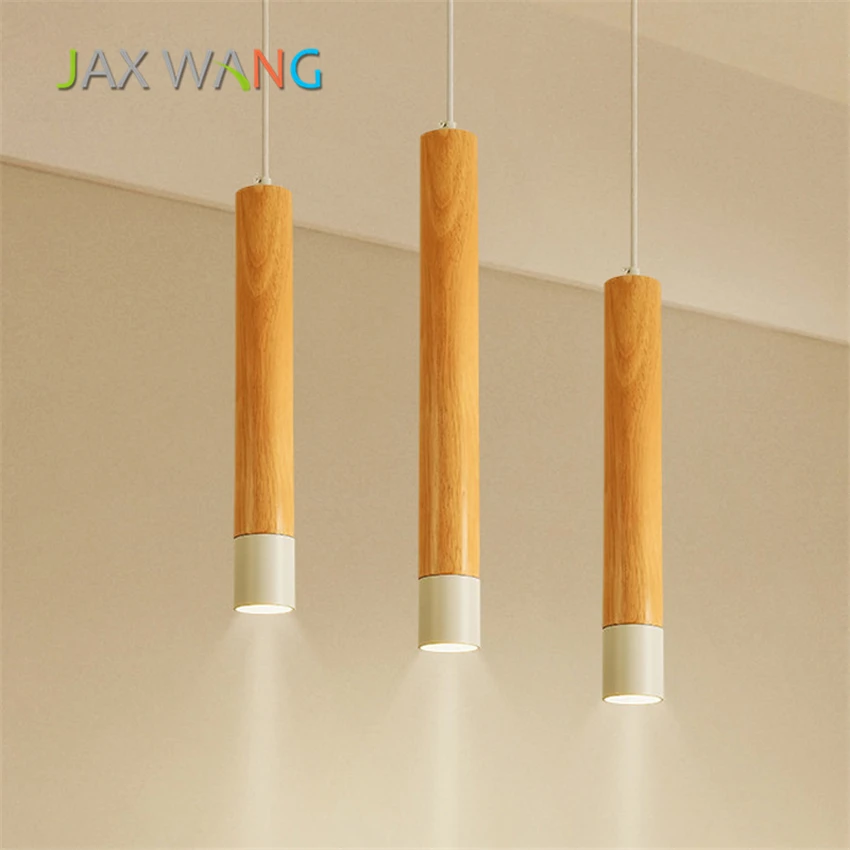 

Nordic LED Kitchen Dining&Bar Pendant Lights Solid Wood Cylindrical Pendant Lamp Living Room Bedroom Hanging Lighting Luminaria