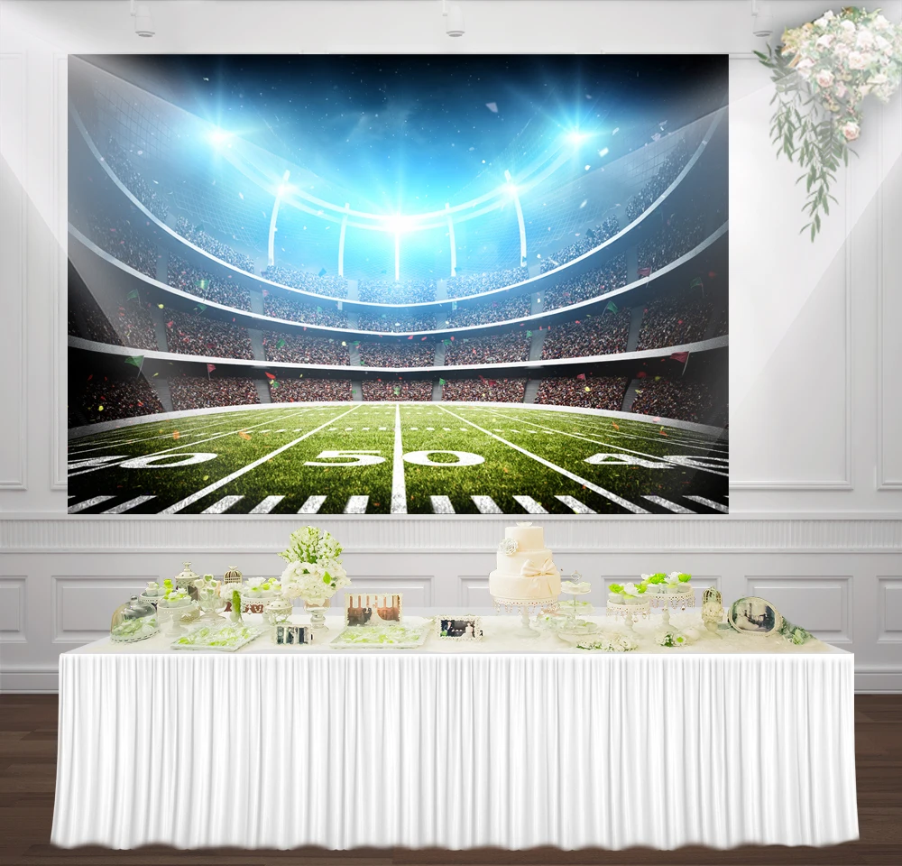 HUAYI light of stadium photography football stadium field backdrop decoration background boys sports game decor banner hz-1061