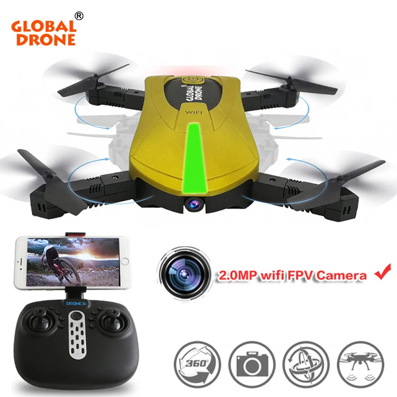 

Global Drone GW018 Mini Pocket Foldable Arms Drone With Camera 720P Headless Mode G-Sensor Wifi FPV RC Helicopter VS E52