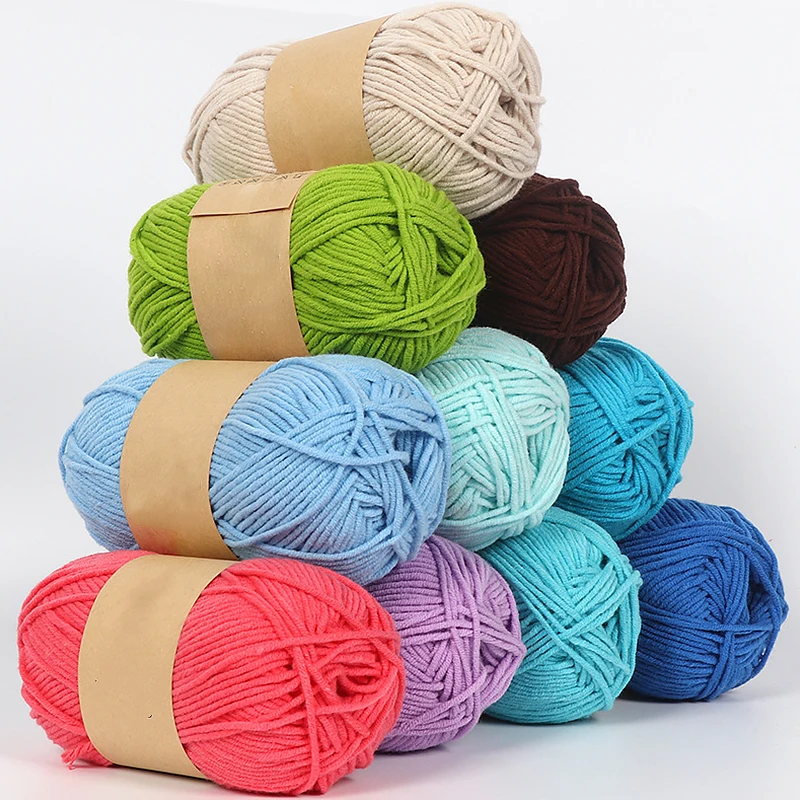 

50g Milk Cotton Yarn Cotton Chunky Hand-Woven Crochet Knitting Wool Yarn Warm Soft Yarn For Sweaters Hats Scarves DIY