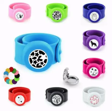 

1PCS Owl Butterfly Repellent diffuser Bracelet Wristband Steel 25mm Magnet Locket Silicone Bangle 10p Pads For Kids Women Men