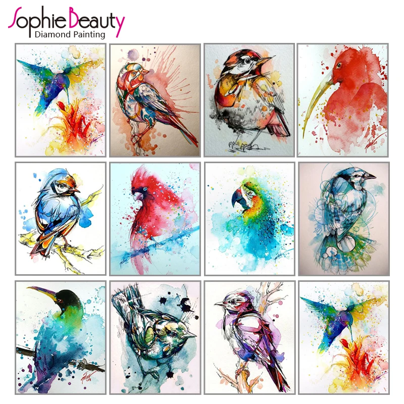 

2018 Real Promotion Europe Resin Diy Diamond Painting Cross Stitch Mosaic Embroidery 11 Style For Beautiful Cute Colorful Birds