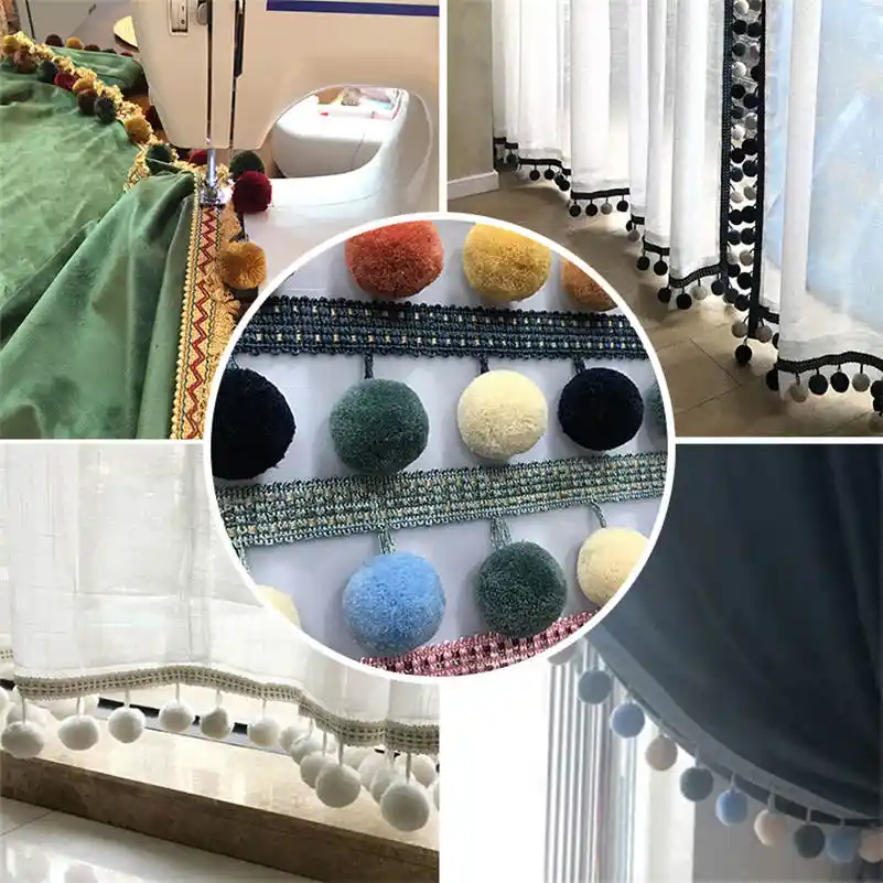 1m Large Pom Pom Bobble Trim Fringe Curtain Sewing Tassel Trimming