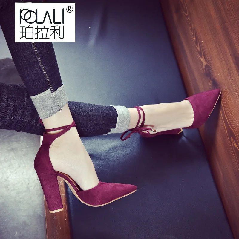 

Woman Pumps Shoes ladies High Heels Lace Up Point Toe Casual Party Wedding Zapatos De Mujer Sapato chaussures Feminino 2253W