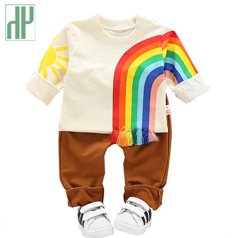 Kids clothes boys Long Sleeve Children rainbow clothes toddler little