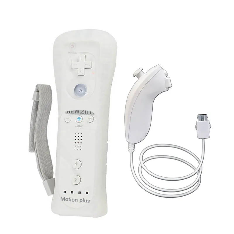 

ONETOMAX White 2 in 1 Wireless GamePad Remote Controller built in Motion Plus with Nunchuck For Nintendo Wii Controller Joystick