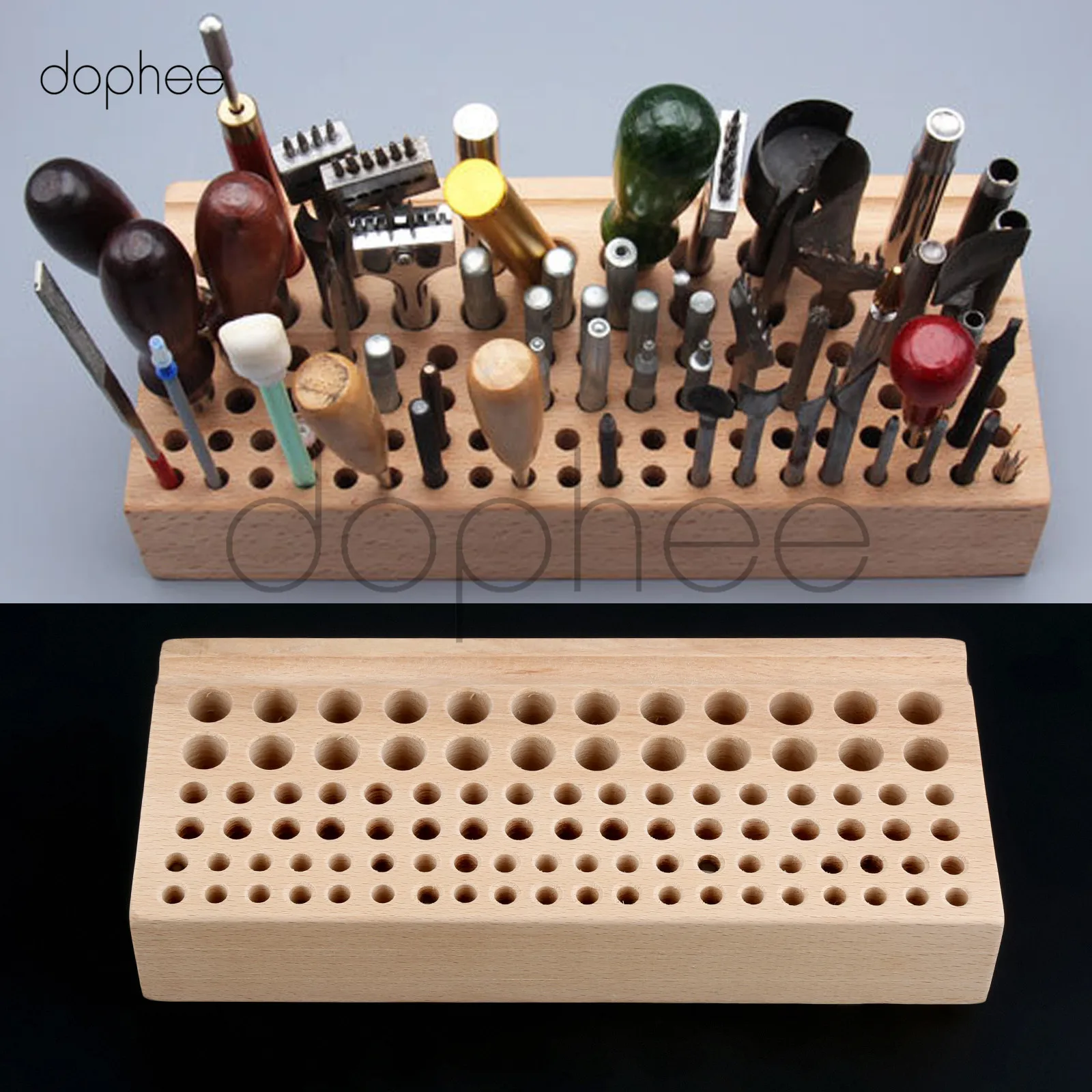 

dophee Craftool Wood Tool Stamp Stand Beech Rack Leather Holder DIY Craft