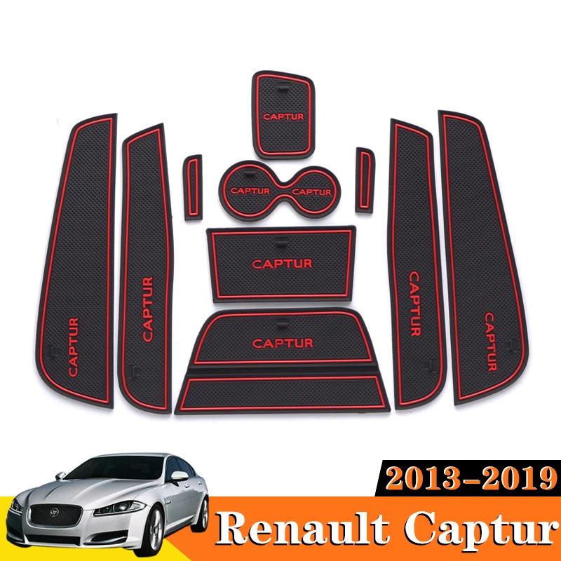 10X для Renault Captur 2013 2018 2019 автомобильные аксессуары внутренние ворота Слот Pad Нескользящие подстаканники Нескользящие двери groove коврик