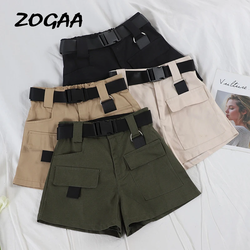 

2019 Elastic High Waist Shorts for Women Black Summer Belt Shorts Vintage Sexy Cotton Biker Pocket Shorts Feminino Plus Size