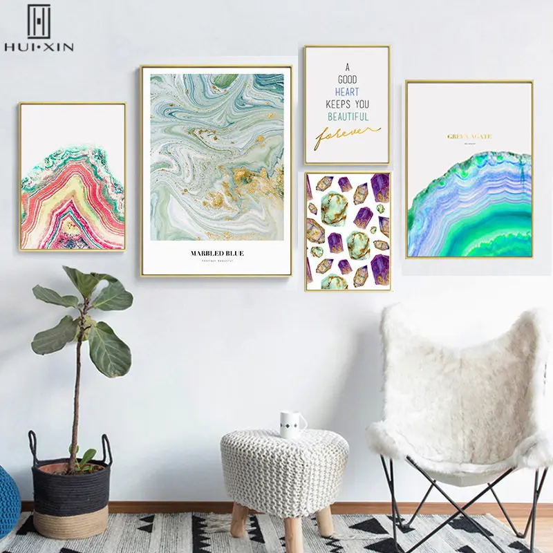 Modern Ins Style Color Composition Diamonds Unframed HD Pattern Canvas Poster Canvas Wall Painting Art For Home Room Decor