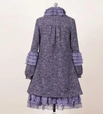 Новинка года осень зима для женщин кружево Куртка однобортный пальто женский с пышными рукавами