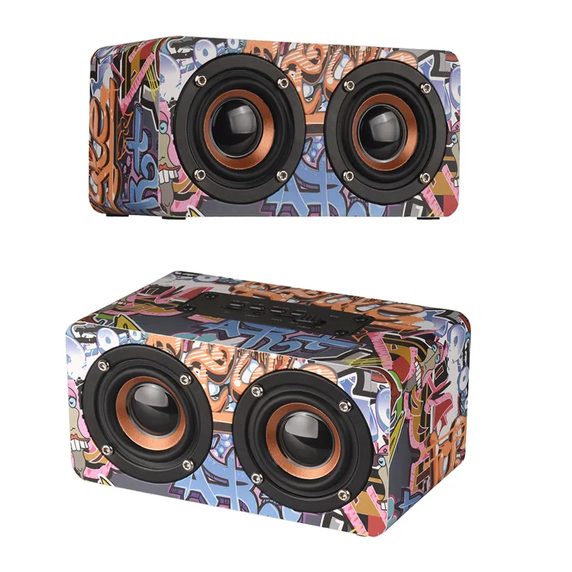 Colourful Bluetooth Speaker Edition Home Wood Bluetooth Speaker Mini 3D Dual Loudspeakers USB Charge Cable 40MR2604