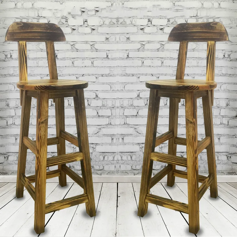 

Solid wood bar chair backrest high stools home dining stool bar chair modern minimalist high stool