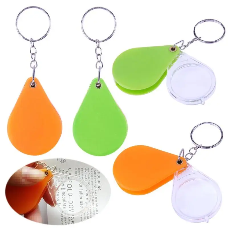 

Portable New Lovely 10X Plastic Mini Magnifier Reading Glass Folding Keychain Handheld Magnifying Loupe Key Parts