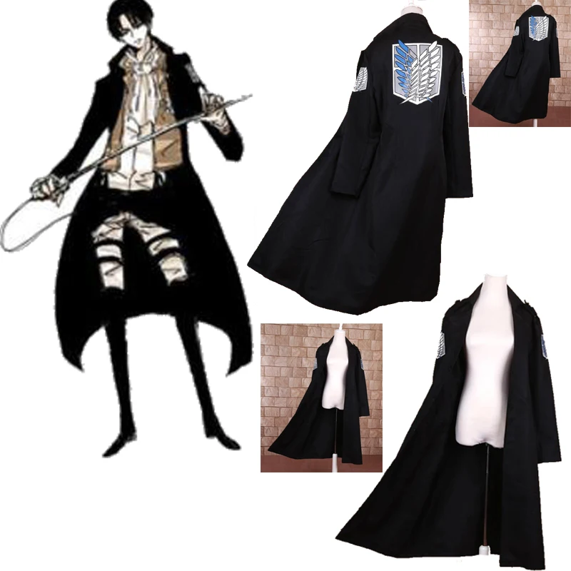 

Adult Attack on Titan Shingeki no Kyojin Levi Rivaille Jacket Cloak Halloween cosplay costume Attack on Titan Windbreaker Black