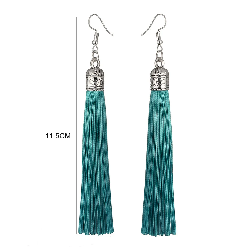 LOVBEAFAS Brand Tassel Earrings Women Fashion Jewelry Bohemian Drop Dangle Long Earrings Silk Fabric Ethnic Vintage Earrings - Image 5